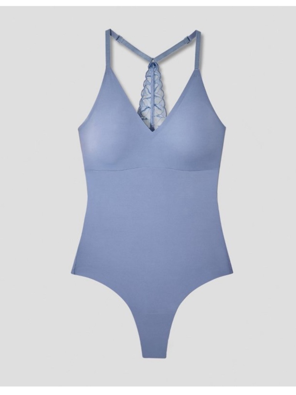 True & Co. V-Neck Bra Lace Racerback Bodysuit New